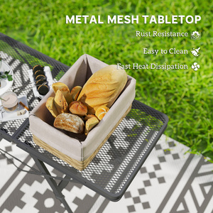 Outsunny 3 ft Folding Camping Outdoor Table w Adjustable Heights - Black by Outsunny