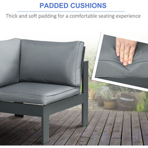 Outsunny 6pcs Aluminium Garden Furniture Set with Fire Pit Table - Grey by Outsunny