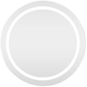 IP44 Round Bathroom Mirror Integrated LED Lights Touch Control and Demister Pad - Silver by ValueLights