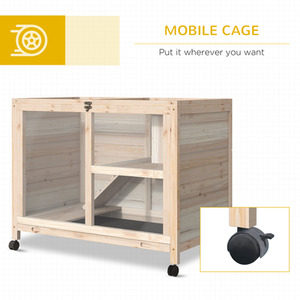 PawHut Wooden Pet Hutch Small Animal Cage - Natural by PawHut