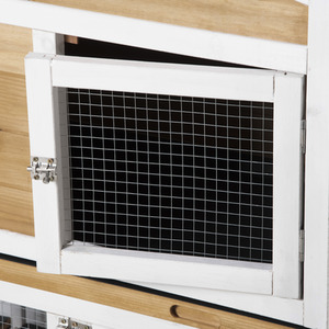 PawHut 2 Tier Wooden Small Animal Hutch with Double Side Run Boxes - Natural by PawHut