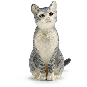 SCHLEICH Farm World Cat Sitting Toy Figure - 13771 - Grey by SCHLEICH