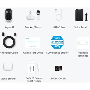 Reolink 2K Argus 2E WiFi PIR Battery Cam Kit with 64GB MicroSD - White by Reolink