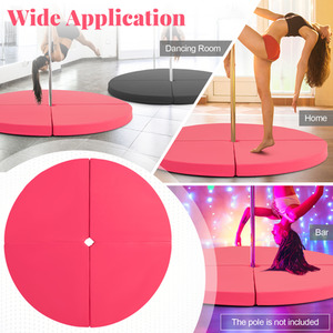 Pole Dance Crash Mat Round Yoga Mat - Pink by Costway