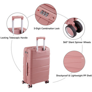 4PCS Lockable Travel Suitcase Set - Rose Gold by Livingandhome
