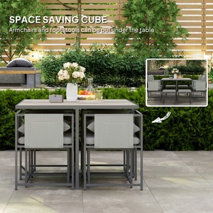 Outsunny 9 Piece Cube Garden Dining Set with Cushions - Grey by Outsunny