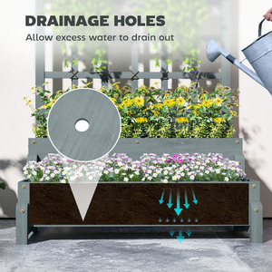Outsunny 2-Tier Wooden Planter with Trellis and Drainage Holes by Outsunny
