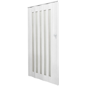 Transparent PVC Folding Pocket Door - White / 87cm by Livingandhome