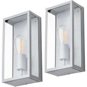 2 Pack of Mersey Outdoor Lantern Wall Lights - Silver by Litecraft