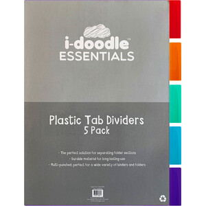 Pack of Five Plastic Tab Dividers