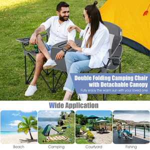 Double Sunshade Folding Chairs by Costway