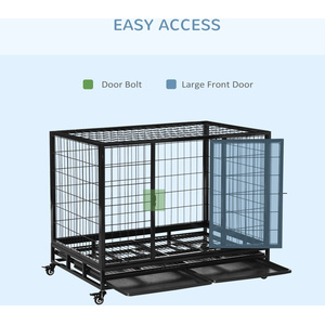 PawHut Metal Heavy Duty Dog Cage - Black / 76cm / 109cm by PawHut