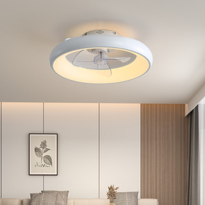 Ceiling Fan Light with Round Acrylic LED Ring - White by Livingandhome
