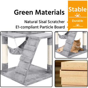 Cat Tree with Sisal Scratching Post - Light Grey by Yaheetech