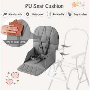 Foldable High Chair Compact Highchair - Grey by Costway