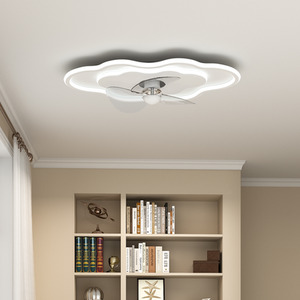 Cloud-Shaped LED Ceiling Fan Light with 6-Speed Settings - White by komore