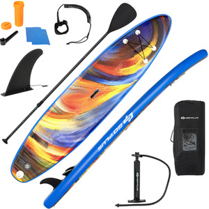 Costway Inflatable Stand Up Paddle Board Youth and Adult Standing Boat - Blue by Costway