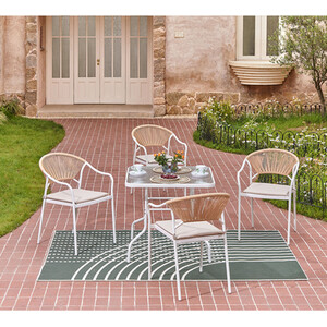 Lillian 4 Seater Dining Set - Natural and White by Outdoor Essentials