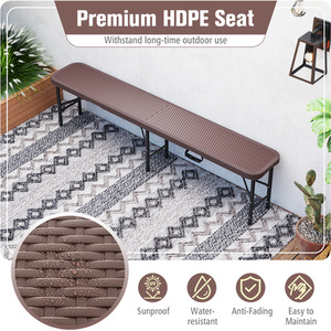 6FT Plastic Folding Bench Fold-in-Half Seat - Brown by Costway