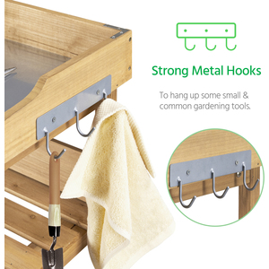 Outdoor Potting Bench Table with Storage Shelf by Yaheetech