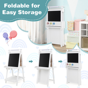 3-in-1 Kids Double-sided Art Easel - White by Costway