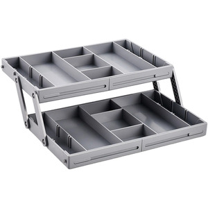 Expandable Multi-tier Drawer Organizer Storage Tray - Grey / 15cm / 4.5cm by Livingandhome
