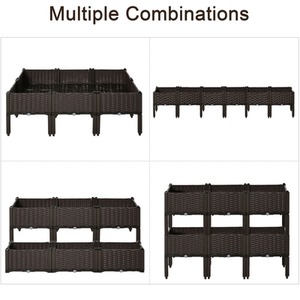 Outsunny 6 Piece Lightweight Raised Flower Bed - Brown by Outsunny