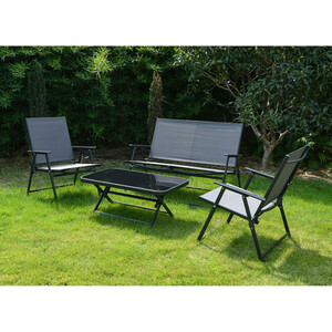 Atlanta Folding Sofa Set - Black by Outdoor Essentials