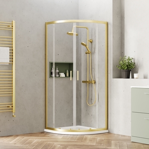 6mm Glass Quadrant Shower Enclosure 1900 x 800 x 800mm Brushed Brass - Brushed Brass by Balterley