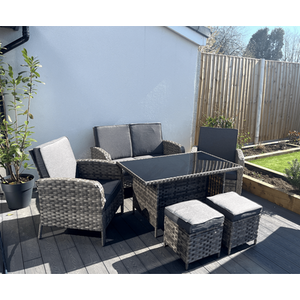 Dorchester 6 Piece Rattan Wicker Garden Dining Set - Grey by Madefor.living