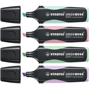 STABILO GREEN BOSS Eco-Friendly Highlighter Pack of 4 - Multi / Pastel by STABILO