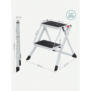 SONGMICS 2-Step Folding Ladder with Anti-Slip Mat - White by SONGMICS
