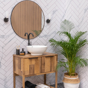 Canya Black Bathroom Wall Light With Reeded Glass - Black by ValueLights