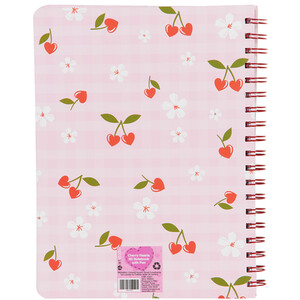 Cherry Hearts B5 Notebook with Pen - Pink