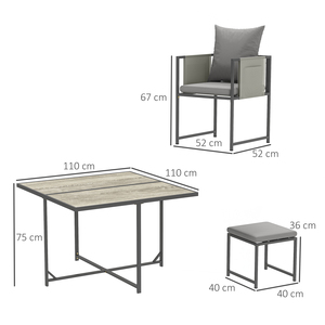 Outsunny 9 Piece Cube Garden Dining Set with Cushions - Grey by Outsunny