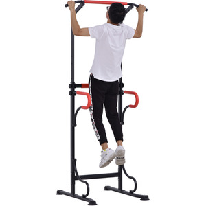 HOMCOM Steel Multi Use Exercise Power Tower - Black, Red by HOMCOM