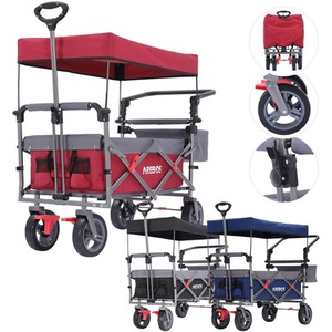Handcart Premium Foldable with Roof - Transport Trolley - Red by AREBOS