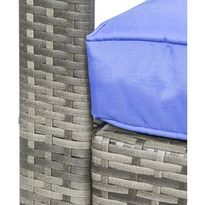 Outsunny 3 Piece PE Rattan Wicker Garden Furniture Set - Blue by Outsunny