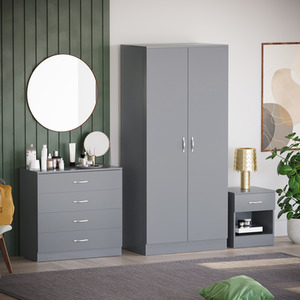 Riano Trio Bedroom Set - Grey / 75cm / Chipboard by Vida Designs