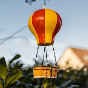 Hanging Hot Air Balloon Bird Feeder - Red,Yellow by Garden Mile