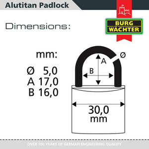 Alutitan Aluminium Padlock - Silver / 30mm by Burg-Wachter