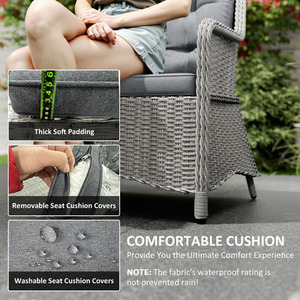 Outsunny 7 PCS Patio PE Rattan Wicker Dining Table Set - Light Grey / - 6 x Single Chair - 1 x Dining Table - 6 x Seat Cushion - 1 x Manual by Outsunny