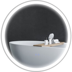 kleankin Bathroom Mirror with LED Lights, Dimmable Touch Switch - White, Clear by kleankin