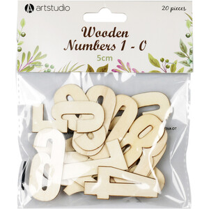 Pack of 20 Art Studio Wooden Numbers - Cream