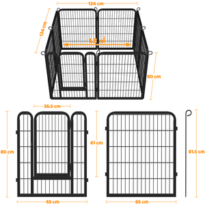 8 Panels Metal Dog Playpen Pet Exercise Barrier - Black / Medium by Yaheetech