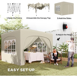 Outsunny 3 x 3(m) Pop Up Gazebo with Sides, UPF50 - Sand by Outsunny