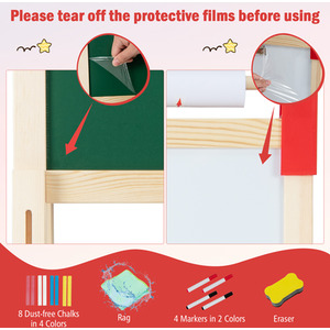 3-in-1 Kids Art Easel Double-sided Easel - Natural by Costway