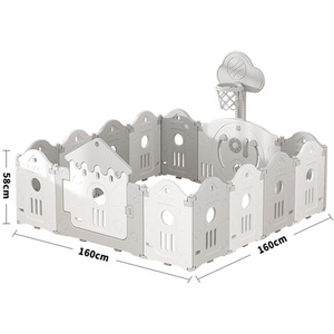 Kidkid Folding Baby Playpen with Basketball Hoop and Mat - Grey by Kidkid