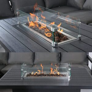 8 Seater Garden Corner Sofa Set with Fire Pit - Grey by Furniture One