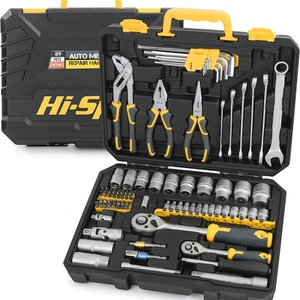 89 Piece Auto Car Mechanics Sockets and Spanners Kit - Yellow by Hi-Spec